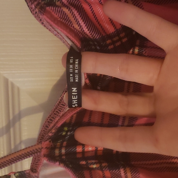 Shein Pink Plaid Bodycon Mini Dress - Picture 2 of 2